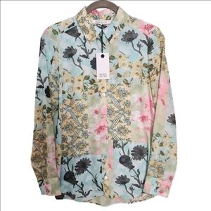 ROSE & OLIVE LONG SLEEVE LIGHTWEIGHT FLORAL PRINT BLOUSE TOP SIZE XS NWT